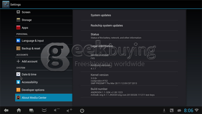 US Plug CX-803 II Android 4.1 Google TV Box Dual core Rk3066 2G RAM 8G w/ Bluetooth HDMI external Antenna White
