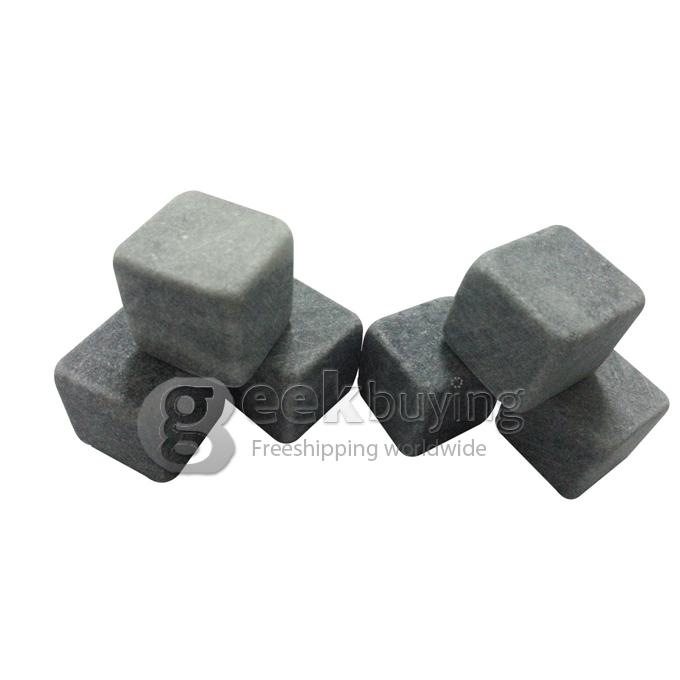 New Marble Soapstone Ice Rocks Tumbled Cubes Wine / Whiskey / Coffee Stones 6pcs/set