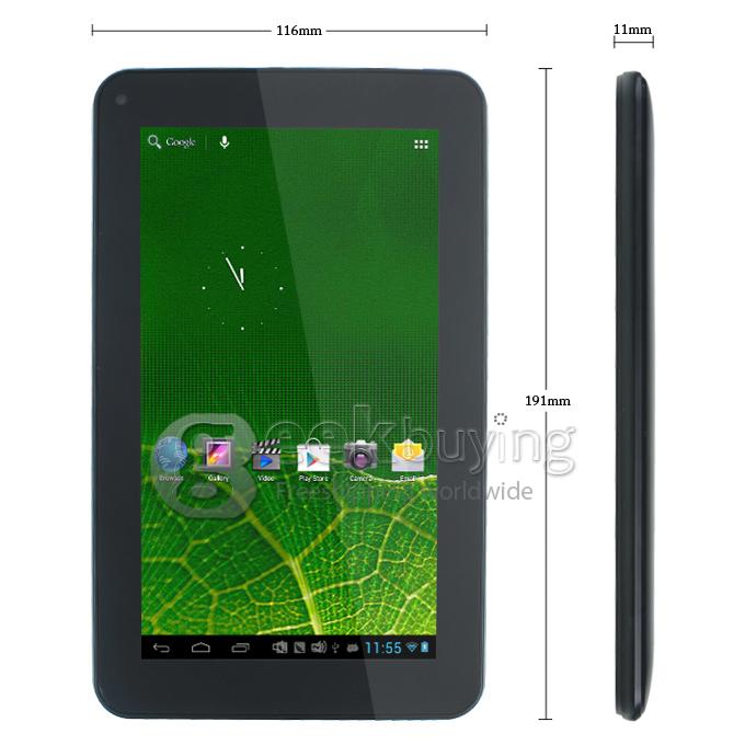 Q8S 7 inch Android 4.1 RK3066 Cortex-A9 Dual Core Capacitive Touch Screen 1024*600 512M RAM/4G ROM 1.6GHz Tablet PC - Black