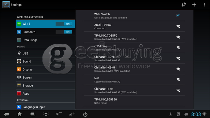 US Plug CX-803 II Android 4.1 Google TV Box Dual core Rk3066 2G RAM 8G w/ Bluetooth HDMI external Antenna White