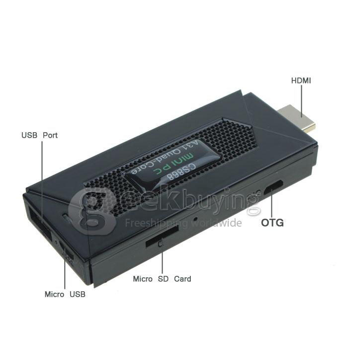 US Plug CS868 Android 4.1 MINI PC TV Box Allwinner A31 Quad-Core CPU 2G/16G HDMI Black