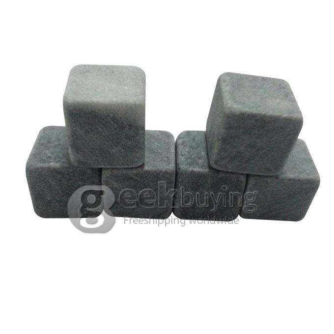 New Marble Soapstone Ice Rocks Tumbled Cubes Wine / Whiskey / Coffee Stones 6pcs/set