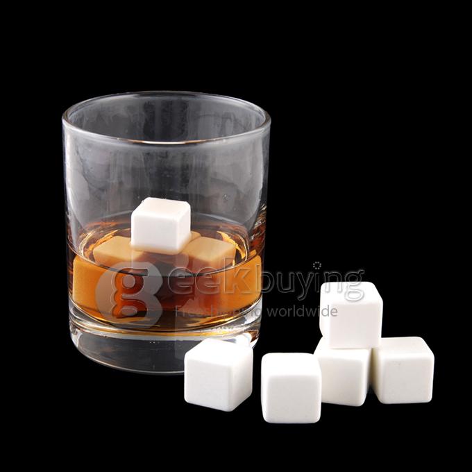 Teroforma's Whiskey Stones Ceramic Stone Ice Cubes Wine Bev Chillers  9pcs/set