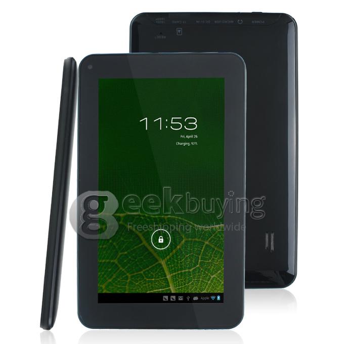 Q8S 7 inch Android 4.1 RK3066 Cortex-A9 Dual Core Capacitive Touch Screen 1024*600 512M RAM/4G ROM 1.6GHz Tablet PC - Black