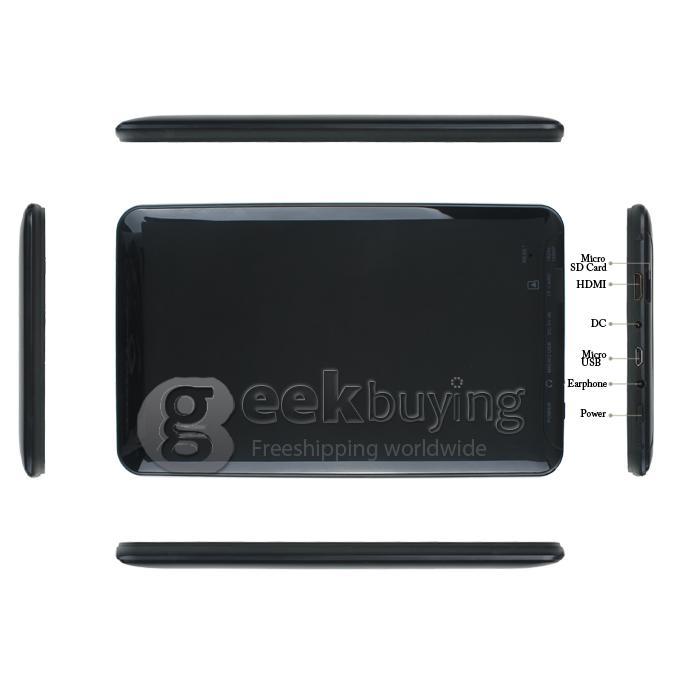 Q8S 7 inch Android 4.1 RK3066 Cortex-A9 Dual Core Capacitive Touch Screen 1024*600 512M RAM/4G ROM 1.6GHz Tablet PC - Black