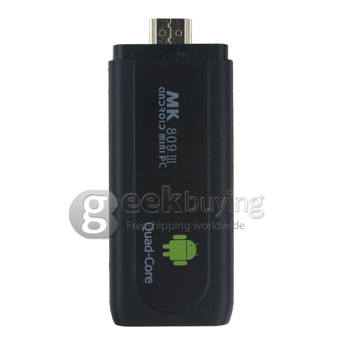 MK809III Quad-Core Google Android 4.2 RK3188T 1.4GHz Mini TV BOX Dongle HDMI HDD Player 2G/8G 1080P Bluetooth Wifi Black 