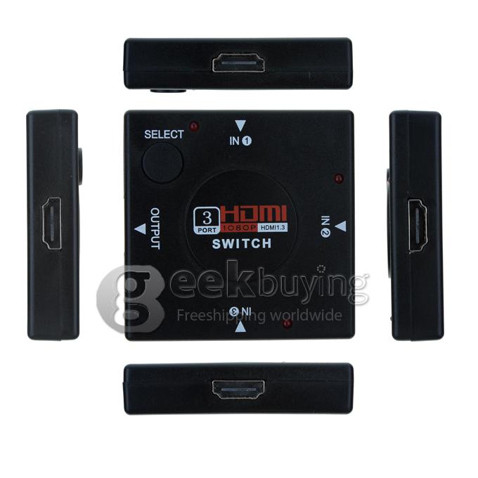 Mini 3 PORT HDMI 1.3 1080P Switcher Switch Splitter for HDTV DVD Xbox 360 3PORT NEW 