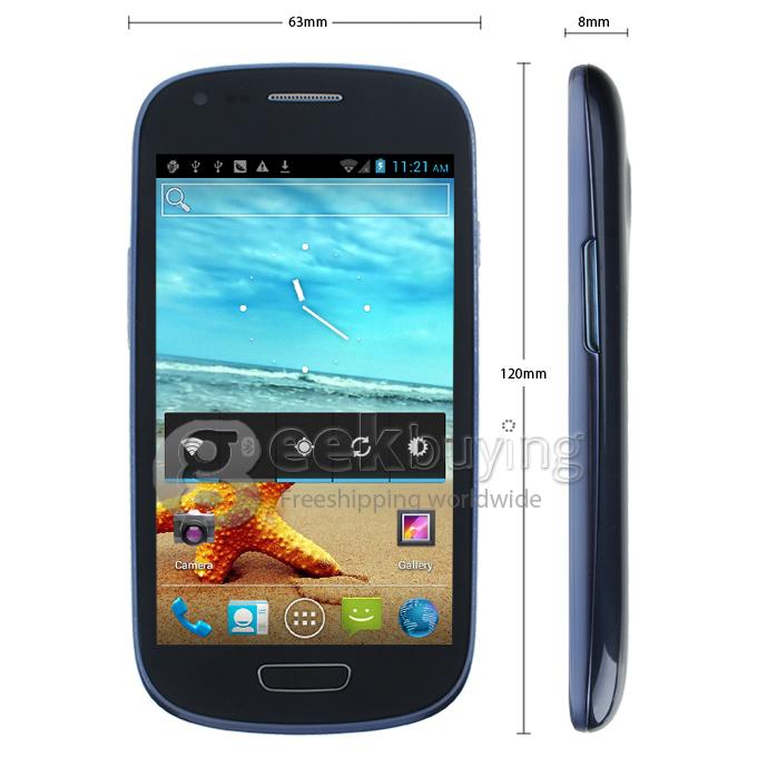 HDC GT-i8190 4.0 Inch WVGA Capacitive Screen MTK6577 Dual Core Smart Phone Android 4.1 OS 5.0MP Camera-Blue