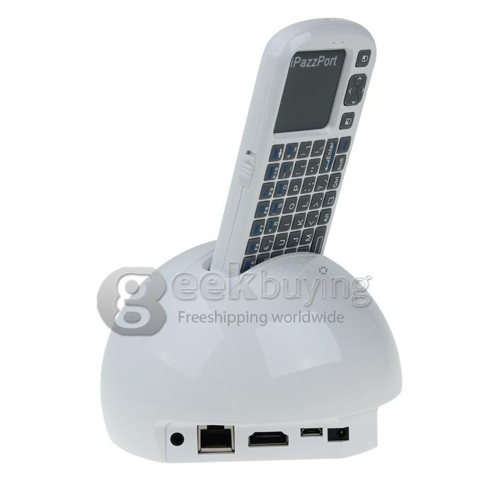 IPazzPort Pearl Dual Core Android 4.1 RK3066 1.6GHz TV BOX Dongle 2.0MP Camera AV Output Ethernet Port +2.4 GHz Wireless Voice Keyboard  