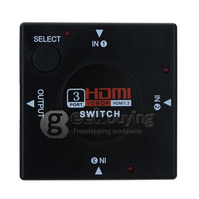 Mini 3 PORT HDMI 1.3 1080P Switcher Switch Splitter for HDTV DVD Xbox 360 3PORT NEW 
