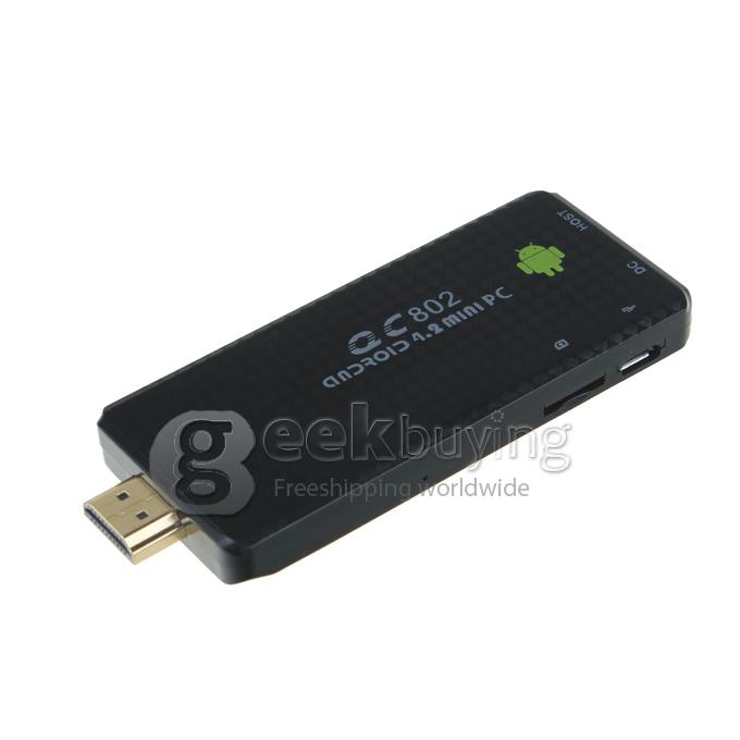 QC802 Quad Core Google Android 4.2 RK3188T 1.4GHz Mini TV BOX Dongle HDMI HDD Player 2G/16G WiFi Bluetooth Black