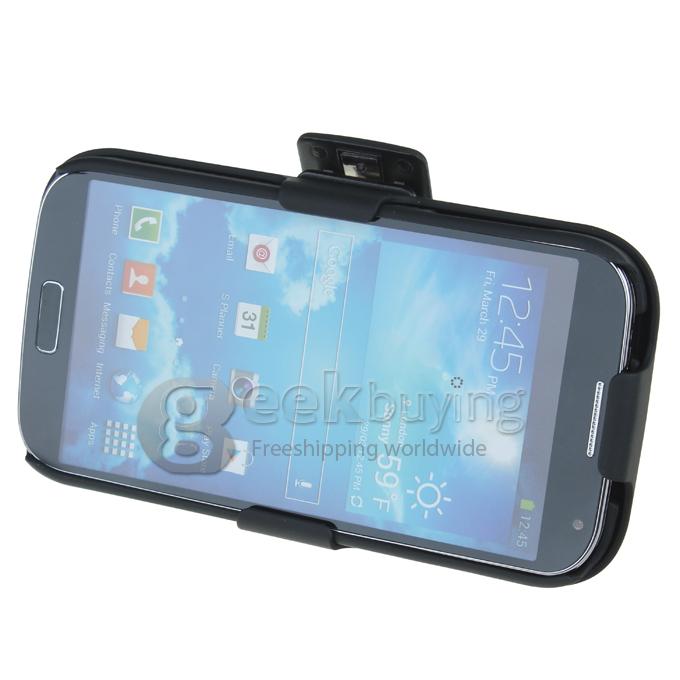 New Ribbed Shell Holster Belt Clip Case Stand for Samsung Galaxy S4 i9500-Black