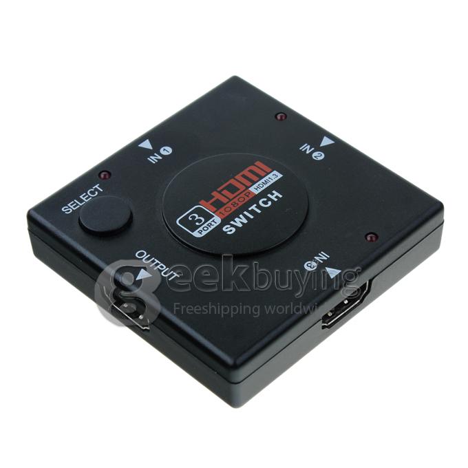 Mini 3 PORT HDMI 1.3 1080P Switcher Switch Splitter for HDTV DVD Xbox 360 3PORT NEW 