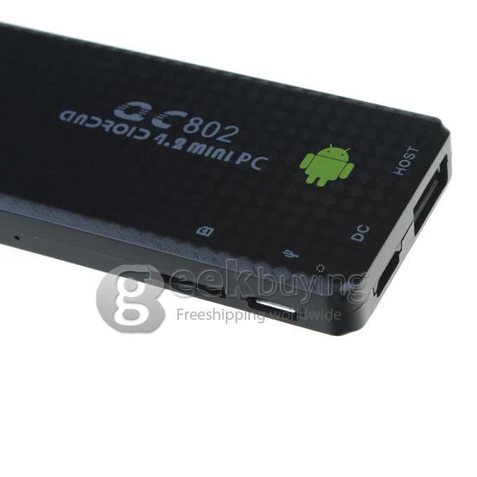 QC802 Quad Core Google Android 4.2 RK3188T 1.4GHz Mini TV BOX Dongle HDMI HDD Player 2G/16G WiFi Bluetooth Black
