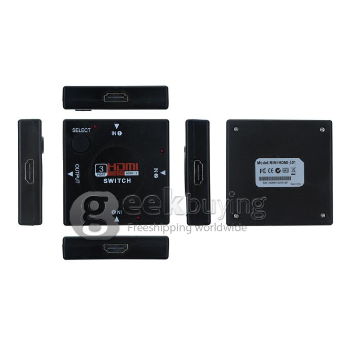 Mini 3 PORT HDMI 1.3 1080P Switcher Switch Splitter for HDTV DVD Xbox 360 3PORT NEW 