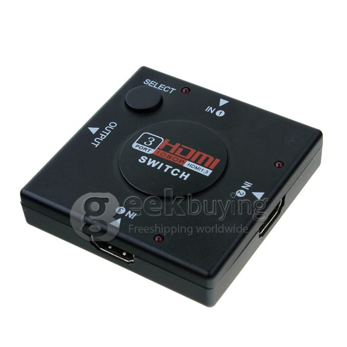 Mini 3 PORT HDMI 1.3 1080P Switcher Switch Splitter for HDTV DVD Xbox 360 3PORT NEW 