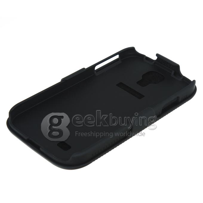 New Ribbed Shell Holster Belt Clip Case Stand for Samsung Galaxy S4 i9500-Black