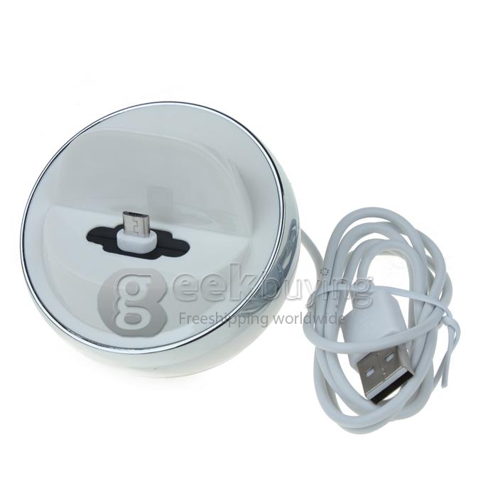 USB Sync Data Charger Dock Cradle for Samsung Galaxy S4 S3 Mini Note 2-Silver