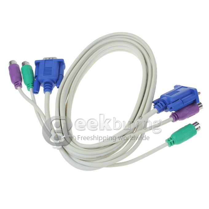 KVM Switch Cable/KVM VGA Male to Male PS2 Mouse Keyboard Connect Cable 1.5M 