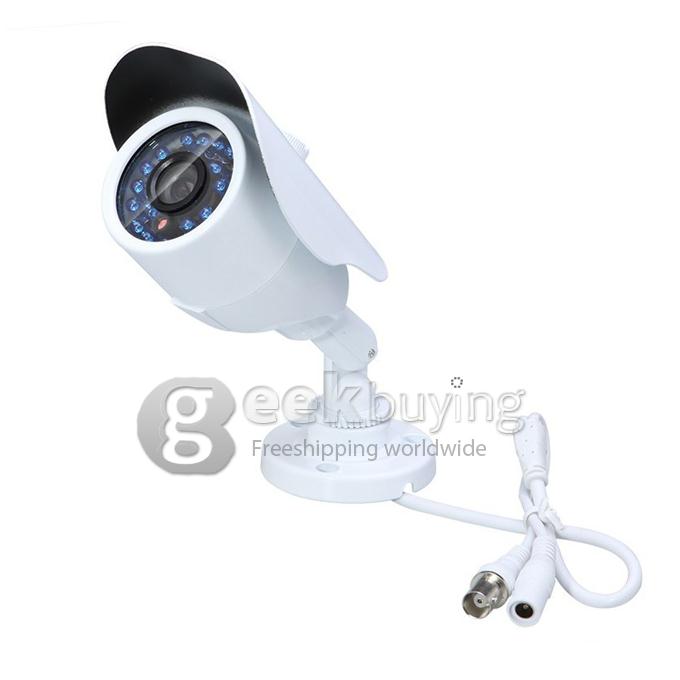 1/3 CMOS 3.6mm Lens 600TVL 24LED High Intensity Infrared Night Vision Security Outdoor Waterproof CCTV Camera White SX-5024A