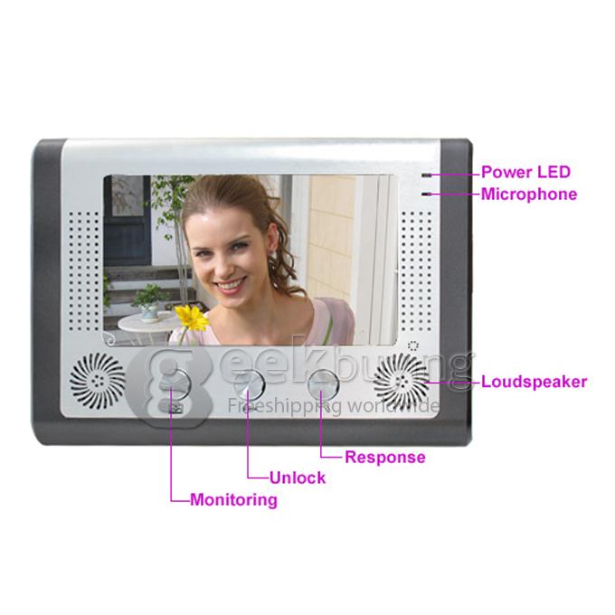 7 Inch Video Door Phone Doorbell Kit 1-Camera 1-Monitor (Calls, Intercom, Unlock, Monitor, Night Vision) - SY801MA11