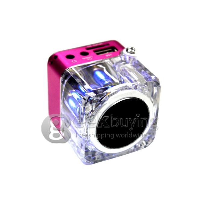 Portable Mini Led Light Stereo TT-028 speaker with TF/SD/usb disk/FM radio-Pink