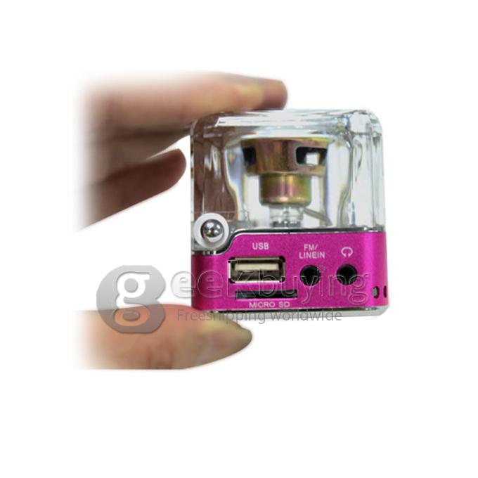 Portable Mini Led Light Stereo TT-028 speaker with TF/SD/usb disk/FM radio-Pink