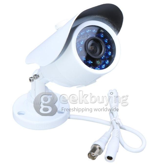 1/3 CMOS 3.6mm Lens 600TVL 24LED High Intensity Infrared Night Vision Security Outdoor Waterproof CCTV Camera White SX-5024A
