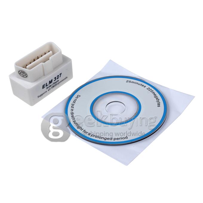 Super Mini ELM327 V1.5 Bluetooth OBD2 OBD-II Car Auto Diagnostic Scanner Tool - White