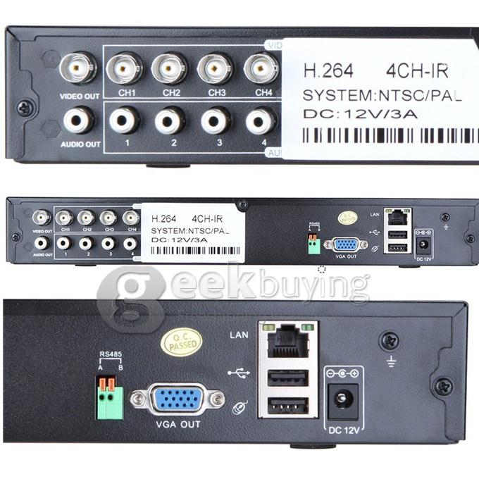 H.264 1/4' Color CMOS Weatherproof Surveillance DVR Kit with 24 LEDs 480TV Lines 3.6mm Lens 4CH CCTV Camera system
