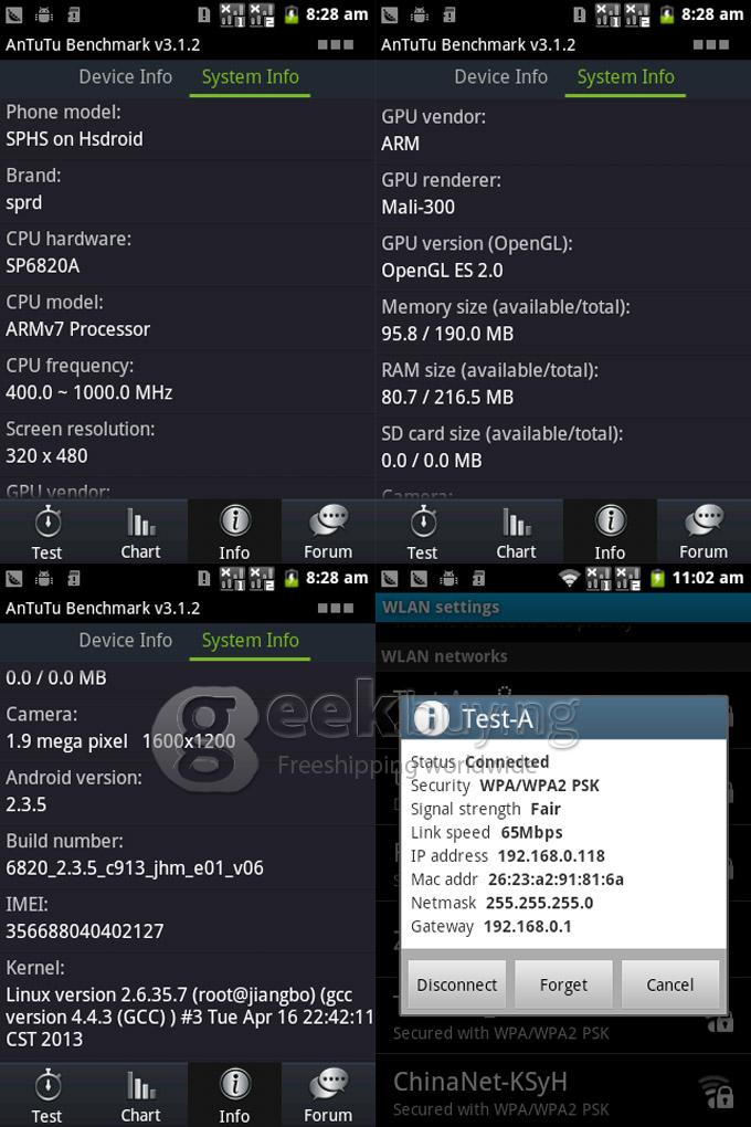 Mini 920 3.5Inch Capacitive Screen SC6820 1.0GHz Smartphone 2.0MP Camera Android 2.3 OS with WiFi/Bluetooth - Grey