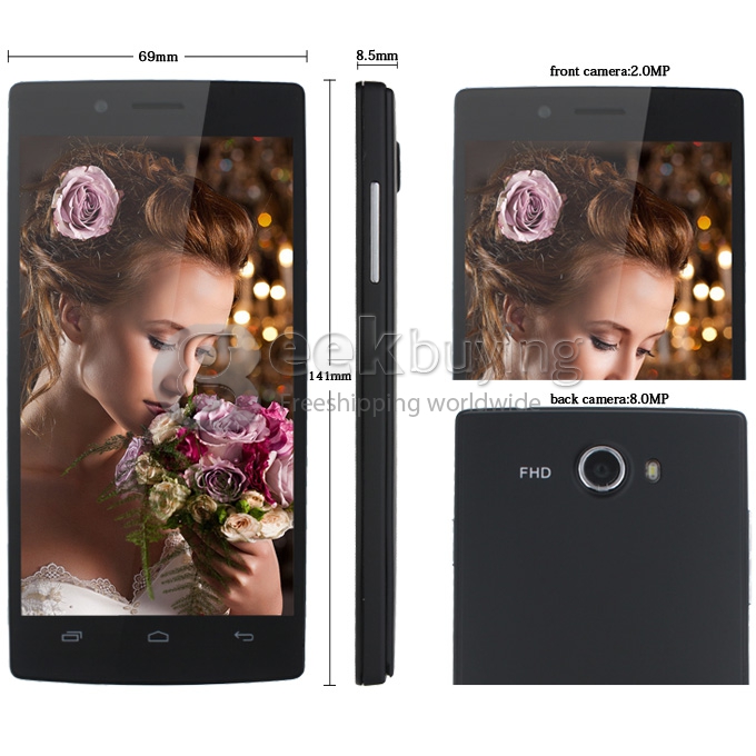 FHD 1080P iocean X7 Youth MTK6589 Quad Core 5.0 Inch IPS Screen Android 4.2 OS 1GB RAM 4GB ROM 8.0MP Camera 3G GPS Black with Free Protector