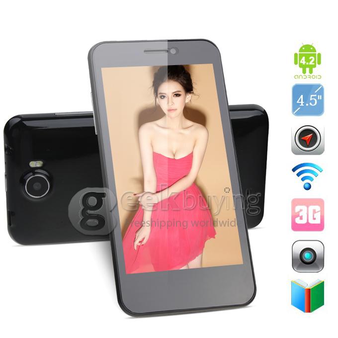 Cubot GT99 MTK6589 Quad Core 1.2GHz 4.5Inch Android 4.2 OS Smartphone 1GB RAM 4GB ROM HD Screen 12.0MP Camera with 3G/GPS-Black