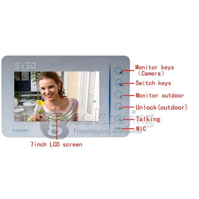 SY807MJ11 7 TFT Touch Rainproof Video Door Doorbell Kit (Calls, Intercom, Unlock, Monitor, Night Vision) - 10m Cable
