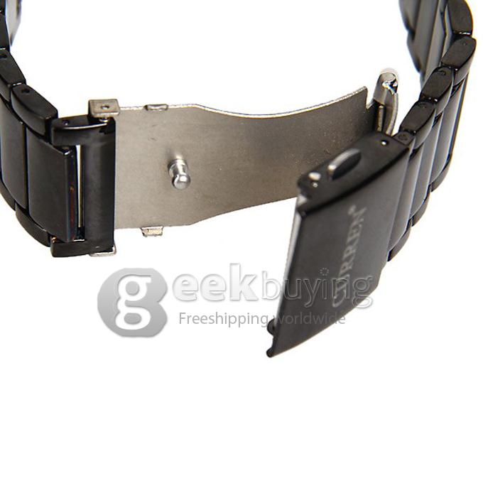 Curren 8106 Men's Watch Strips Hour Marks with Calendar Round Dial Steel Watchband - Black