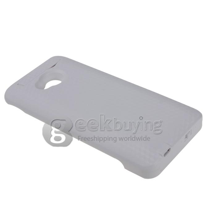 3800mAh External Power Bank Backup Battery Charger Stand Case for HTC One M7 - White 