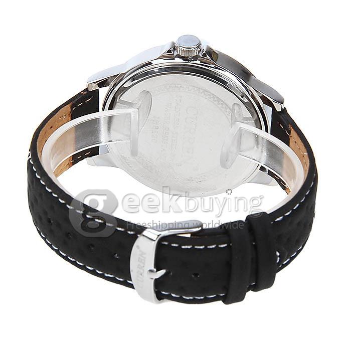 Curren Men's Watch 4 Numbers and Strips Hour Marks with Round Dial Leather Band