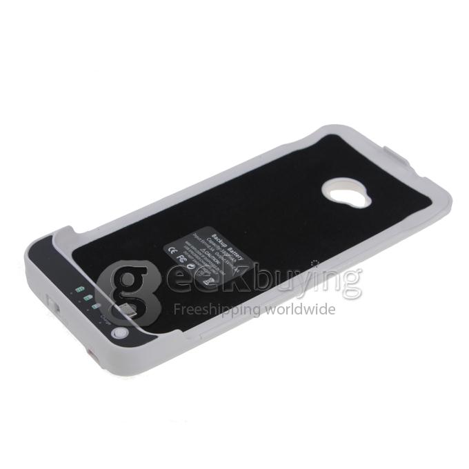 3800mAh External Power Bank Backup Battery Charger Stand Case for HTC One M7 - White 
