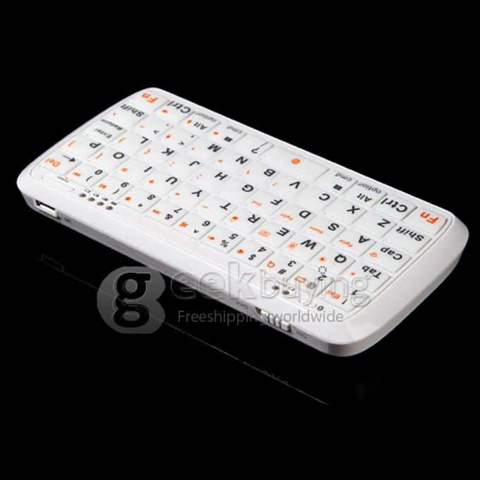 5000mAh Power Bank Charger with Mini Bluetooth Wireless Keyboard for iPad iPhone Tablet - White
