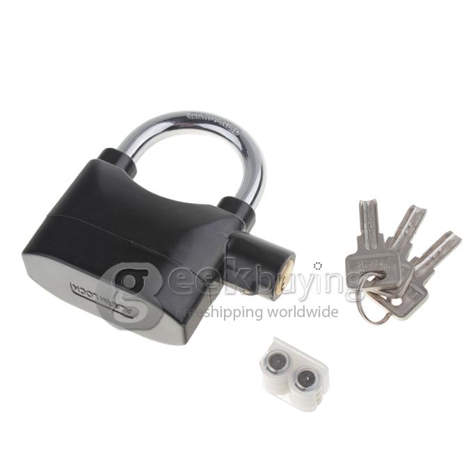 Metal Padlock Electronic Alarm Bike / Motorcycle / Doors Alarm Lock 110db Security Alarm System - Black