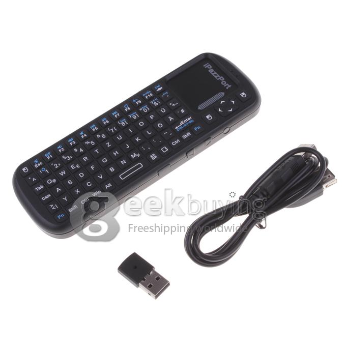 German IPazzPort KP-810-19 2.4G Mini Wireless QWERTZ Keyboard with Touchpad for Tablet / Mini PC / TV Box