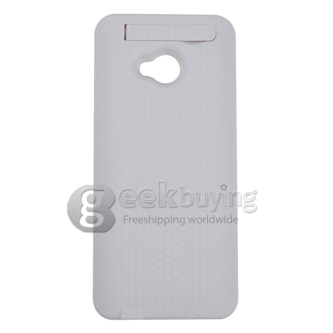 3800mAh External Power Bank Backup Battery Charger Stand Case for HTC One M7 - White 