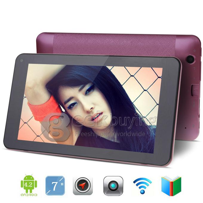 VIA V7 7 inch WM8880 Cortex-A9 Dual Core 1.5GHz Tablet PC Android 4.2 OS 512M/4G Dual Camera 1080P MID - Purple (V7 Series)
