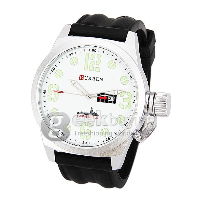 Men's 4 Numbers and Half Circles Hour Marks with Silicon Watch