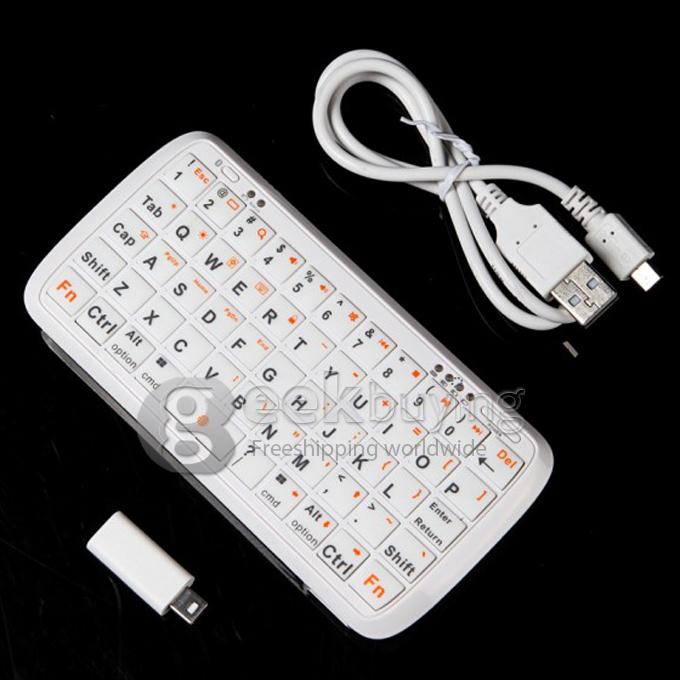 5000mAh Power Bank Charger with Mini Bluetooth Wireless Keyboard for iPad iPhone Tablet - White