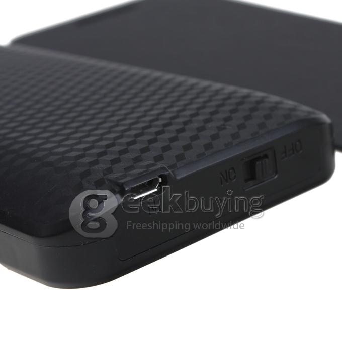3800mAh External Battery Power Charger with Flip Leather Stand Case For HTC One M7 - Black