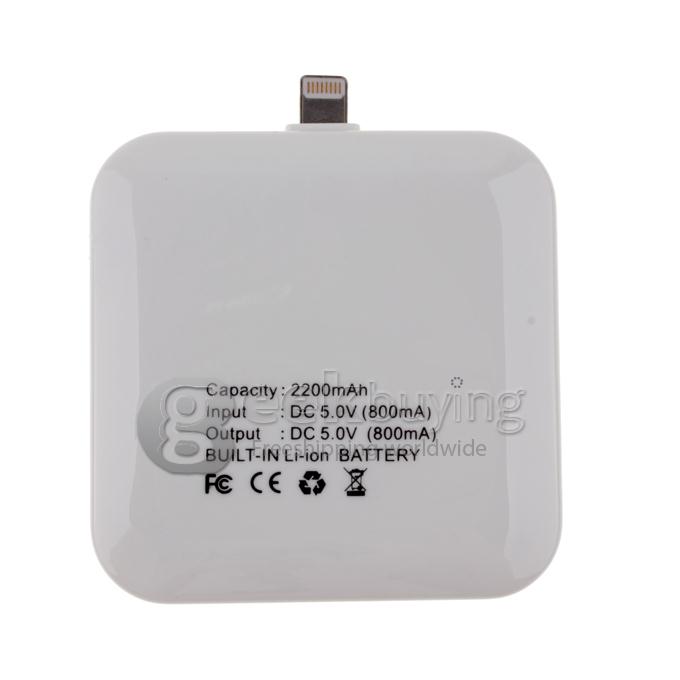 Portable 2200mAh External Battery Portable Charger Power Bank for iPhone 5S 5C 5 / iPad Mini /iPad 4 - White