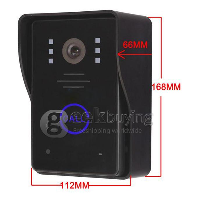 2.4GHz Wireless 2 x 7 TFT Doorbell Door Phone Intercom System(Calls, Intercom, Unlock, Monitor, Night Vision) - Black