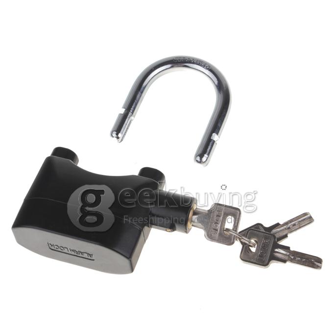 Metal Padlock Electronic Alarm Bike / Motorcycle / Doors Alarm Lock 110db Security Alarm System - Black