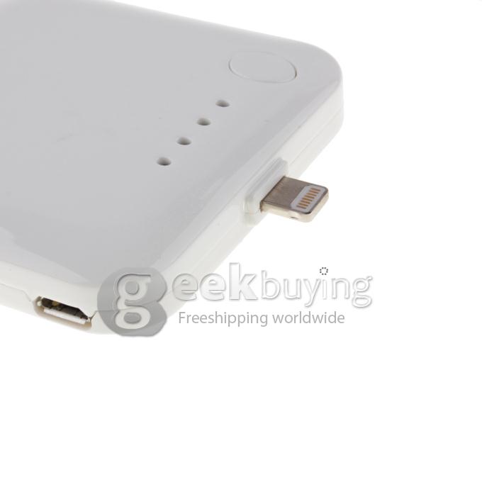 Portable 2200mAh External Battery Portable Charger Power Bank for iPhone 5S 5C 5 / iPad Mini /iPad 4 - White